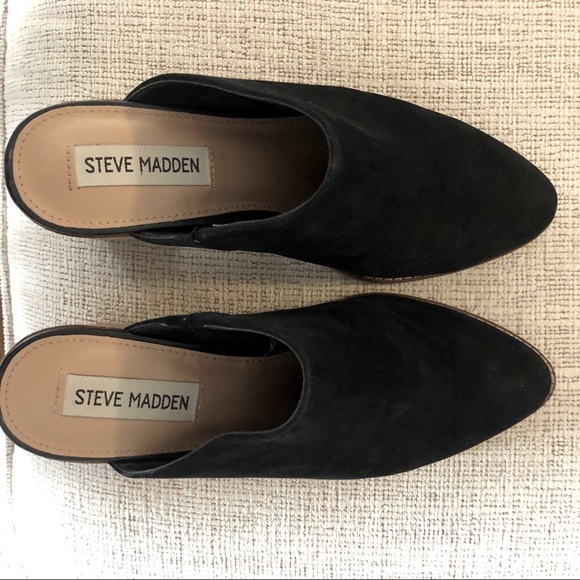 Steve Madden Black Nubuck Mules - Picture 2 of 2